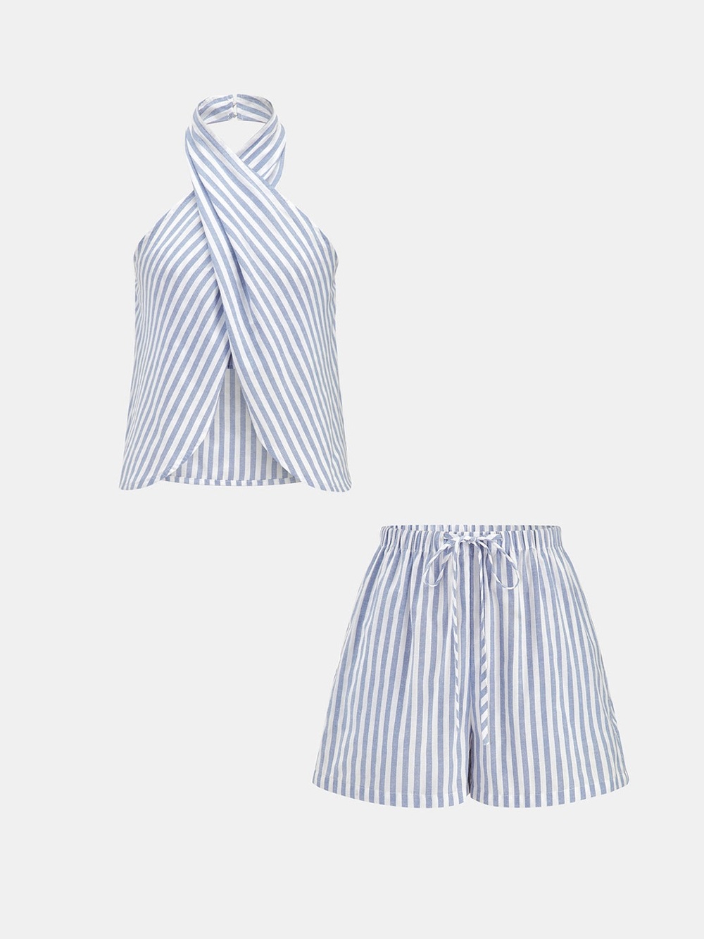 Striped Blue Shorts Set - Picture 2 of 5